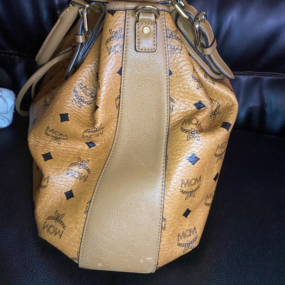 MCM Cognac Bucket Two Way Sling Bag - Picture 2 of 8